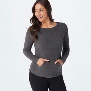 Sz XL carbon Barefoot Dreams raglan sleeve pullover cozy chic ultra lite